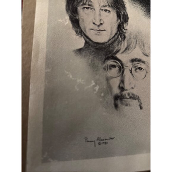 John Lennon Beatles 1981 Graphite Sketch By Penny Alexander Signed In Wood Frame - Picture 8 of 13